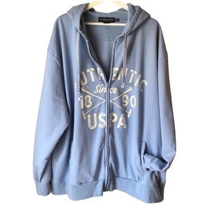 AUTHENTIC US POLO ASSOCIATION Hoodie Men’s Front Zip Blue S…